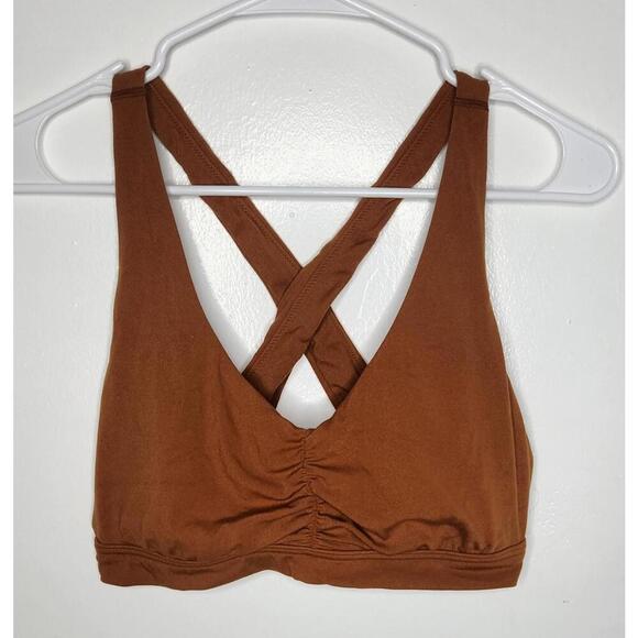 Offline by Aerie Sports Bra Womens Large Brown Real Me Stretch Criss Cross Back - Picture 1 of 4
